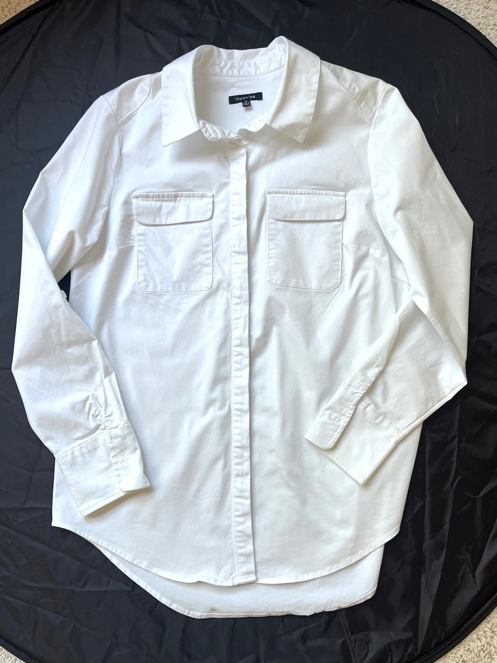 Vision 155 White Long Sleeve Utility Button-Down Shirt Size 12